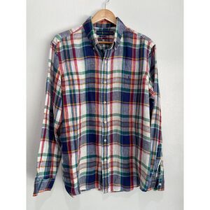 Ralph Lauren classic fit button up linen shirt colorful plaid long sleeve men XL